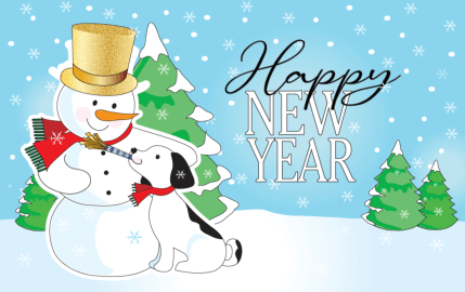 Snow Dog Happy New Year